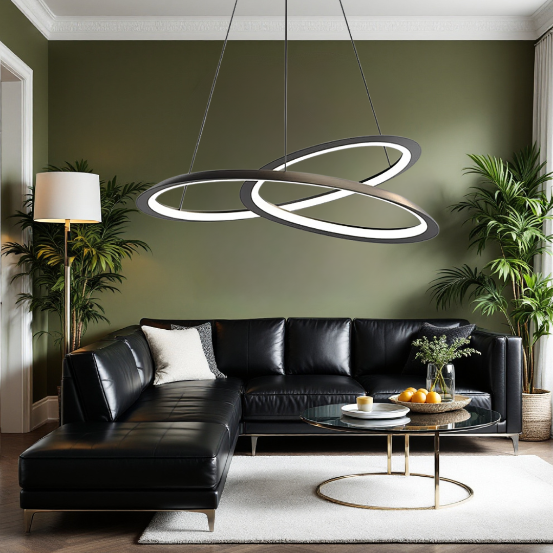 Lustra LED Suspendata 120W Lumea Black Telecomanda Echivalent 600W