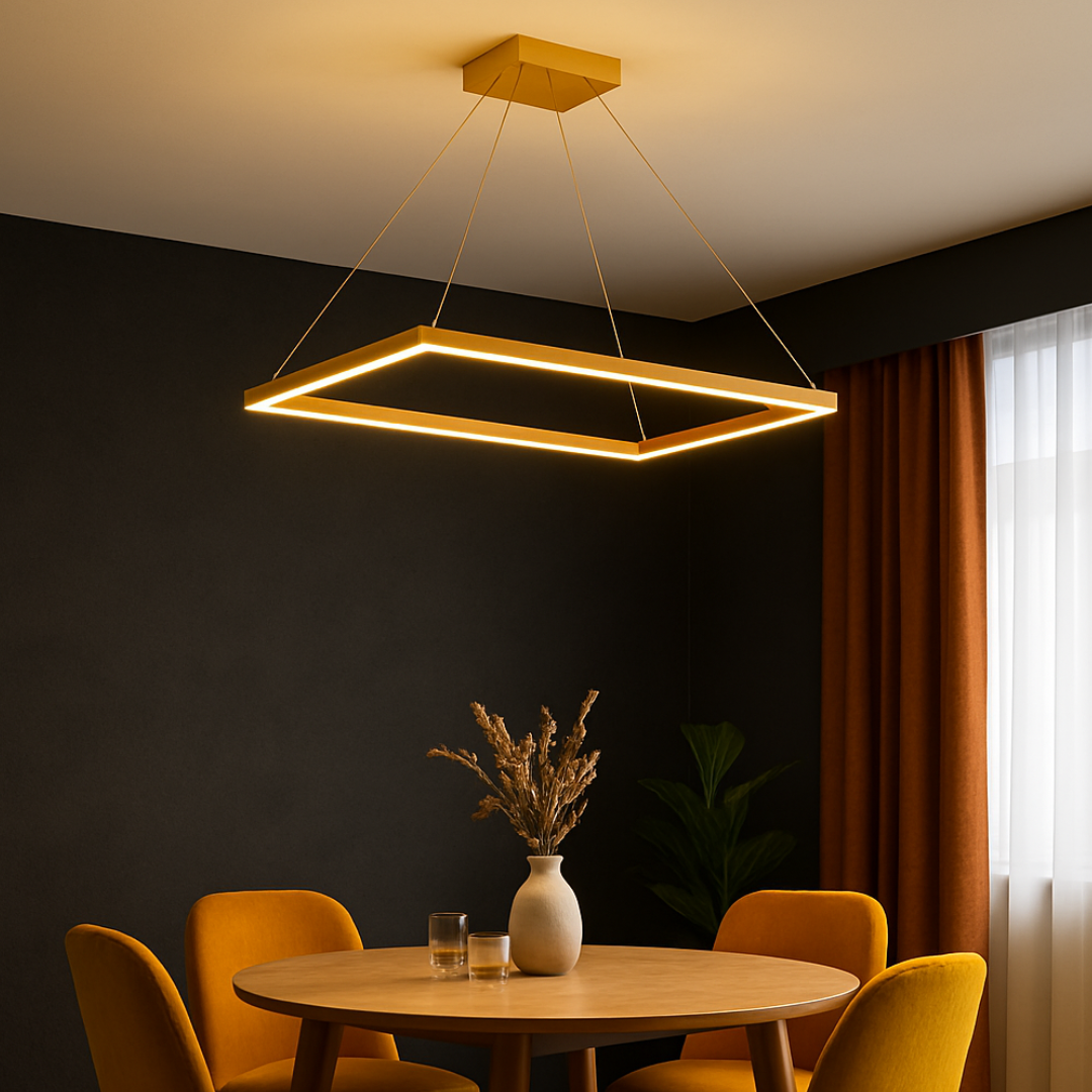 Lustra LED Suspendata 1 Element Rectangular 80X40CM Auriu Echivalent 400W