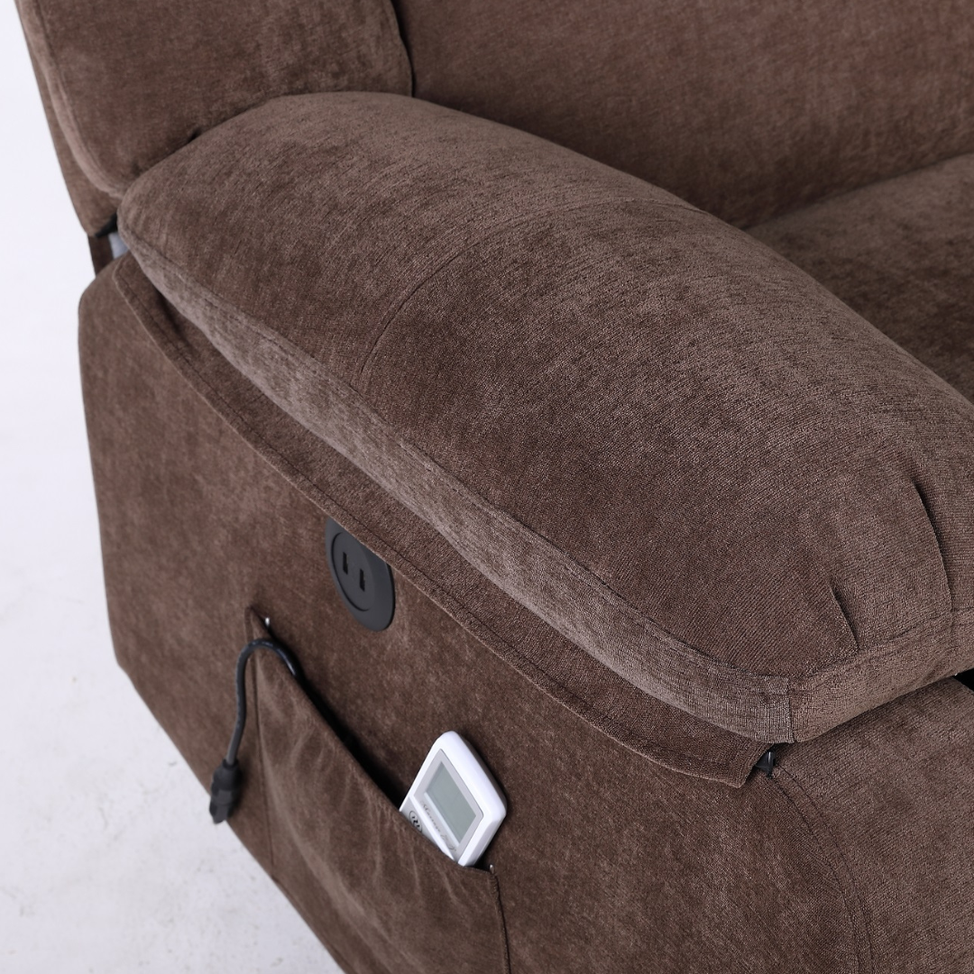 Fotoliu cu Masaj si Incalzire, Recliner Electric, Maro