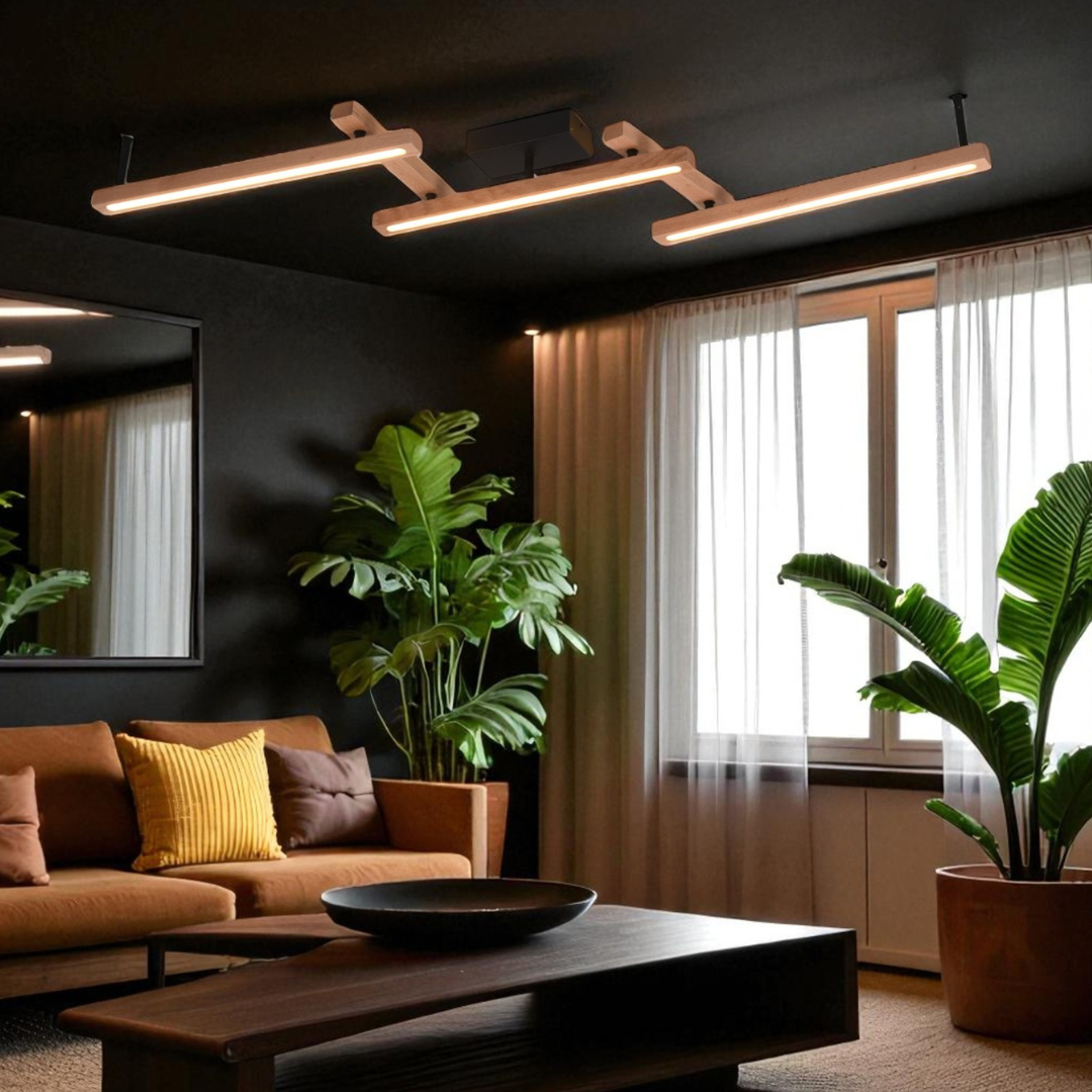 Lustra LED BELLARI Wood Reglabila Echivalent 400W Telecomanda