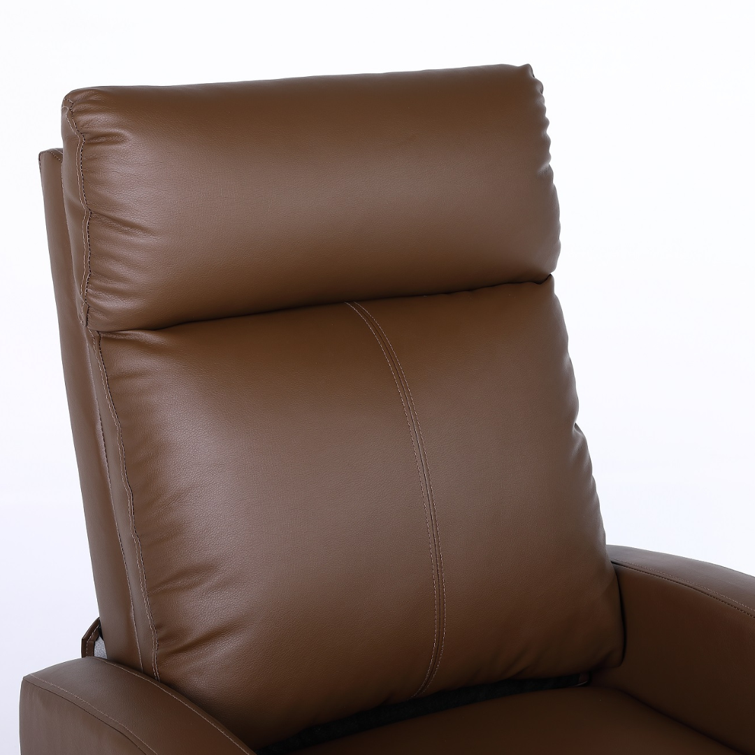 Fotoliu Recliner din Piele Ecologica Spatar Rabatabil si Suport Picioare Extensibil Maro