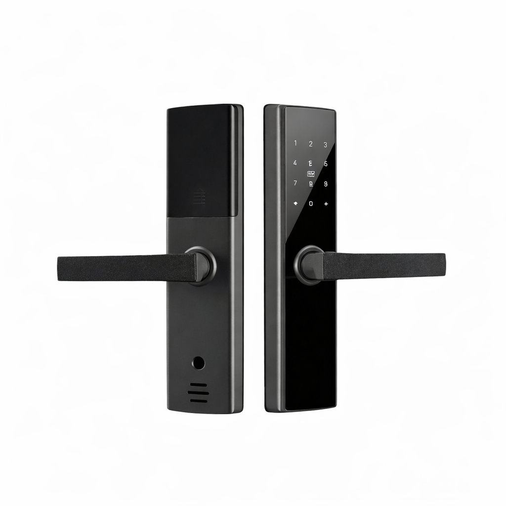 Incuietoare Smart Cyber Neagra cu Amprenta Pin Card Aplicatie si Cheie