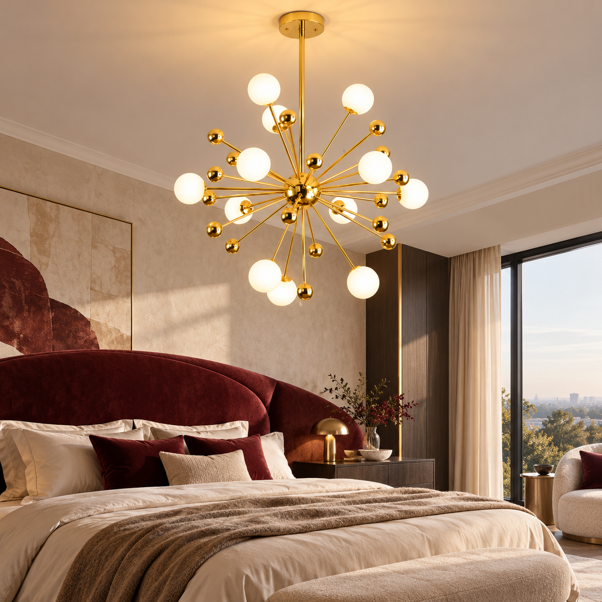 Lustra Suspendata Neuron GOLD Abajur MAT 11xG9