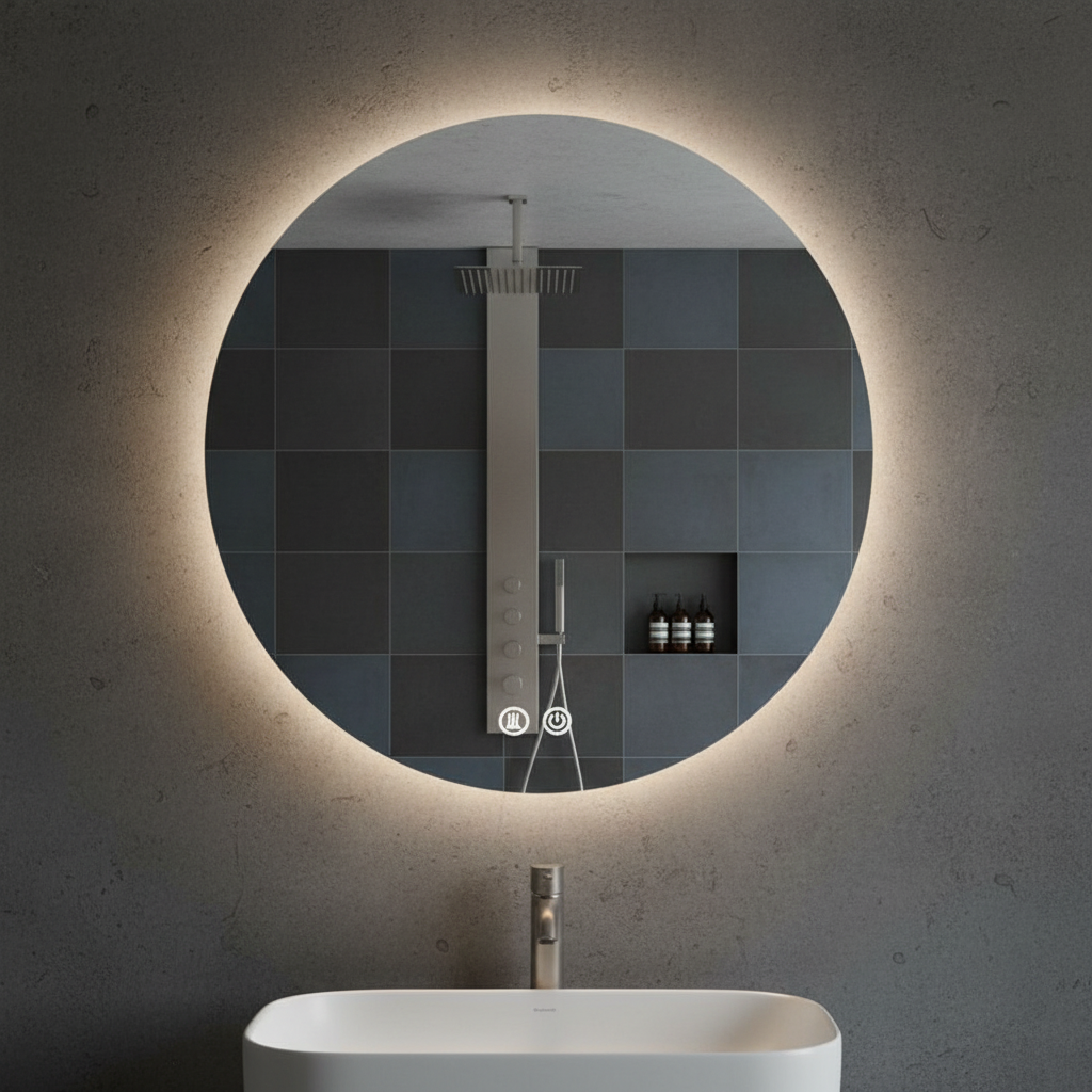 Oglinda LED Rotunda FRAMELESS 60cm, 3 Lumini, Dezaburire, DImabila si Touch OD005