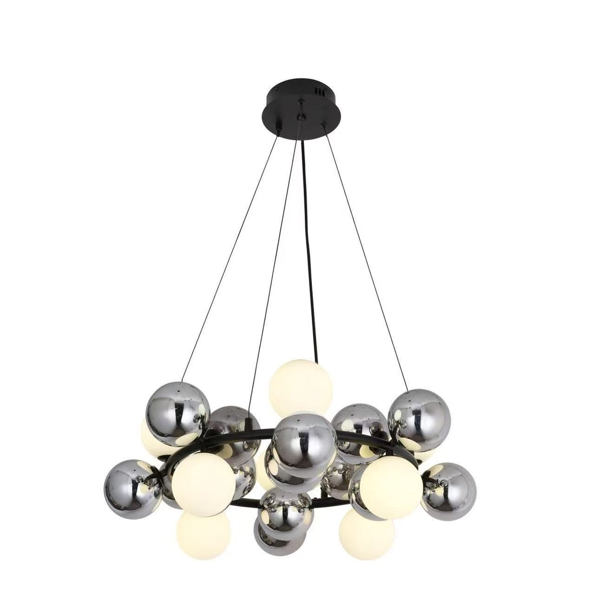 Lustra Suspendata Abajur Mat & Fumuriu 8xG9 Merly Black Ø60CM