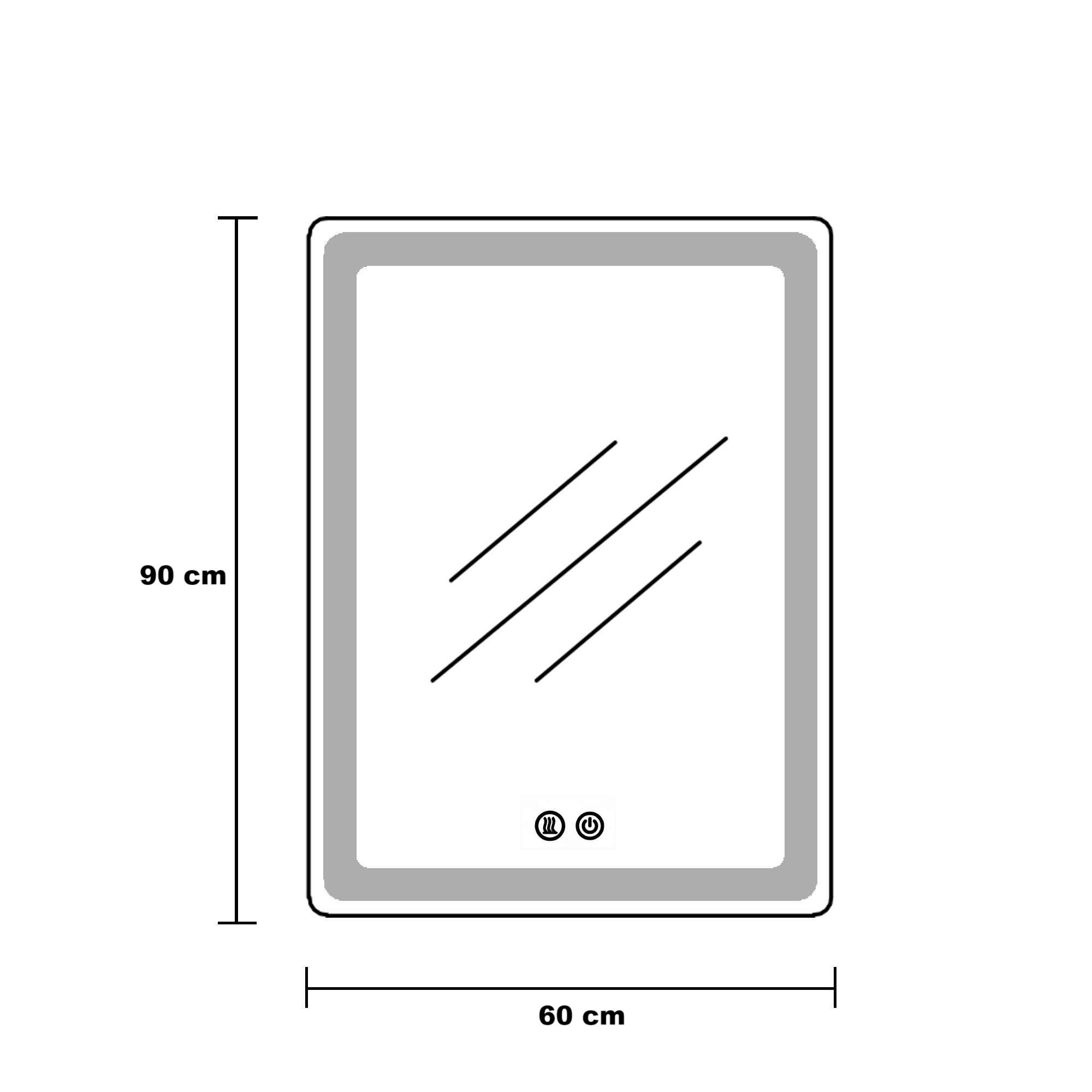 Oglinda LED Ovala 60x90cm, 3 Lumini, Dezaburire si Touch OD061