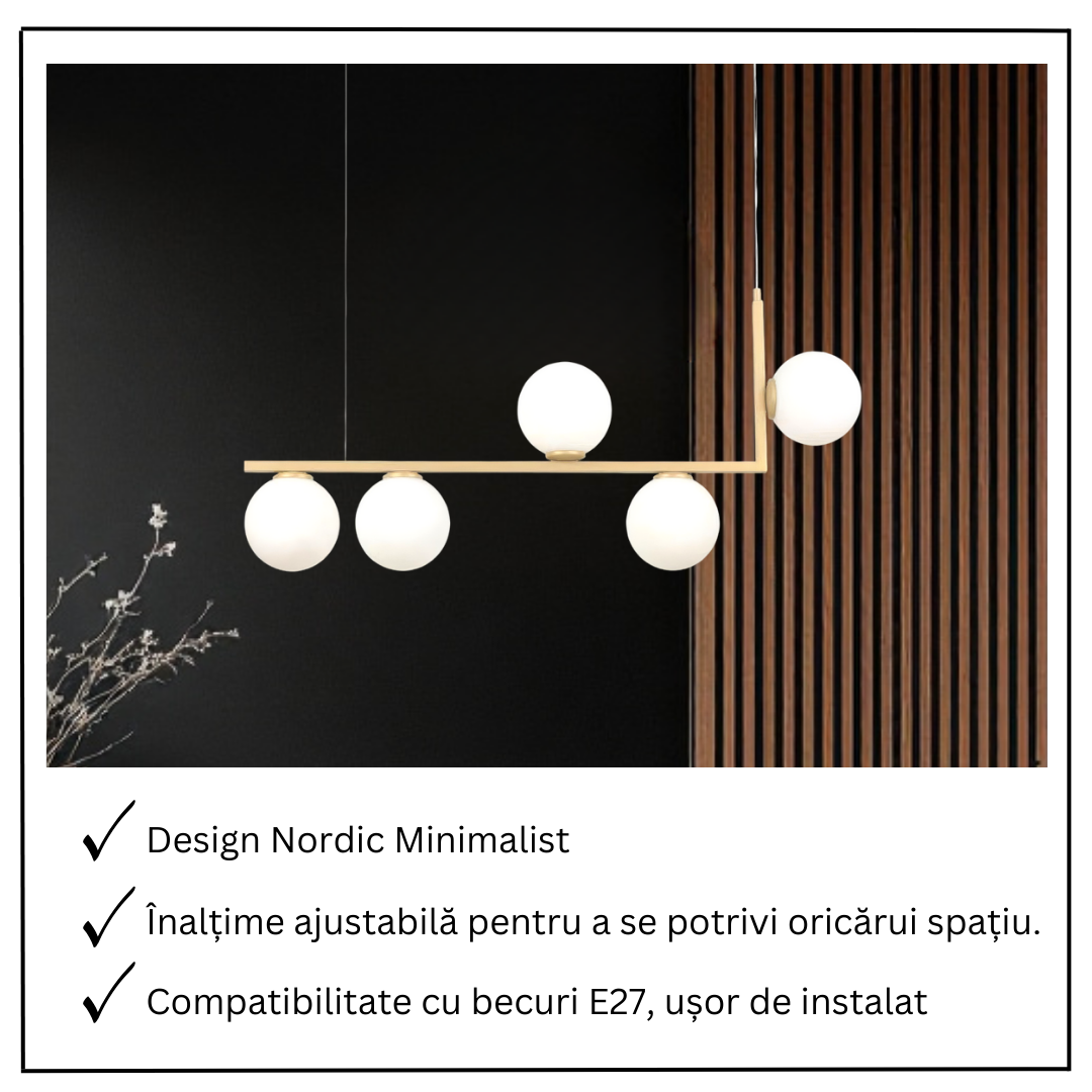 Lustra Abajur MAT 5xE27 Nordic Glow GOLD