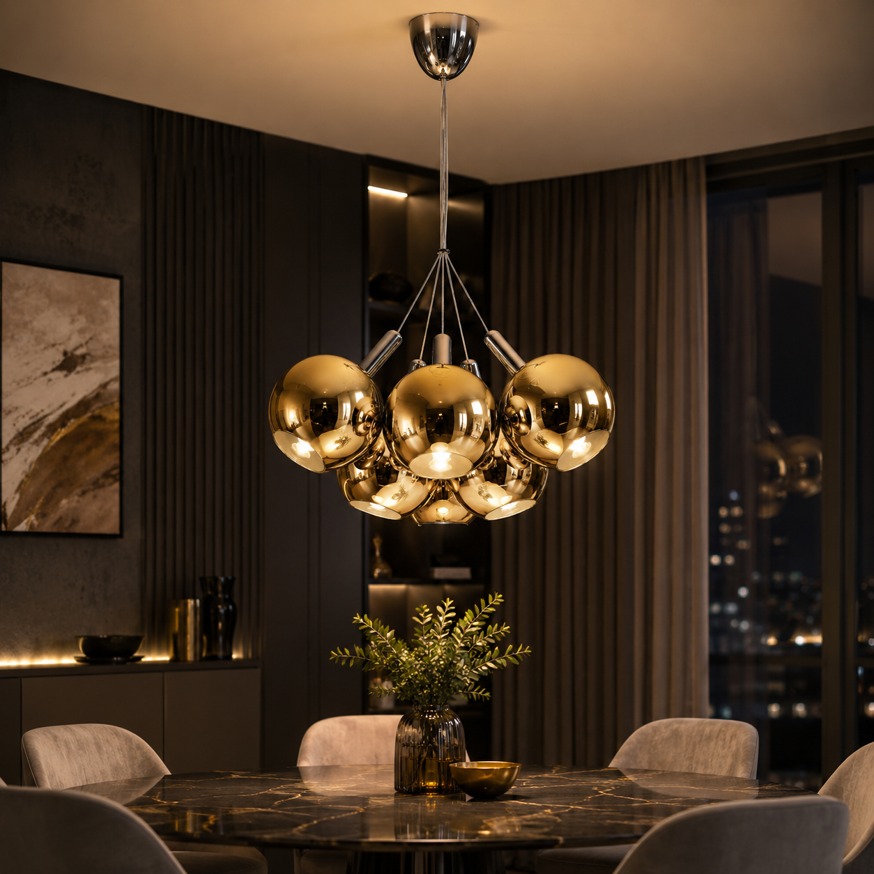 Lustra LED BALLS Unique Gold&Chrome Echivalent 200W