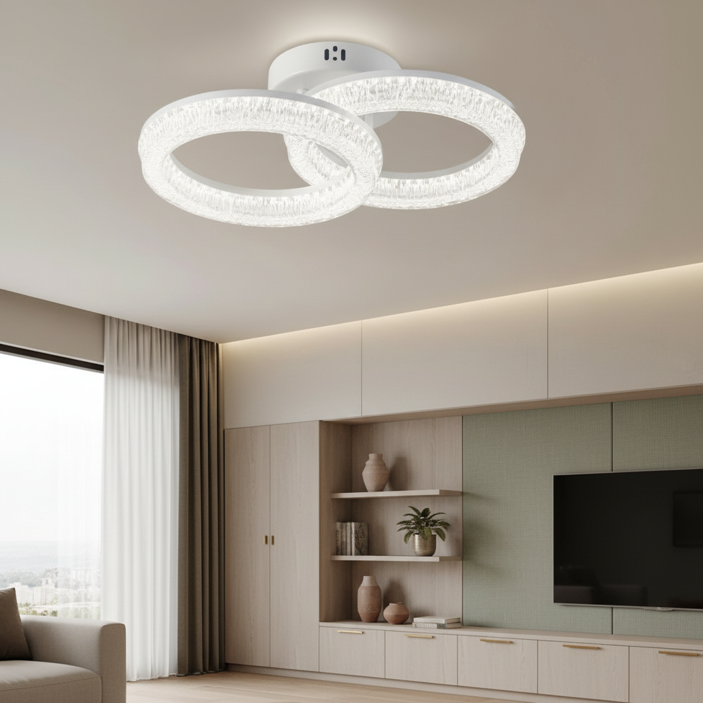 Lustra LED MATEO 2 Circle White Echivalent 300W Telecomanda