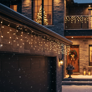 Instalatie LED Perdea Snowvale 10x0.6m Lumina Alb Cald 400 LED-uri Fir Alb IP44