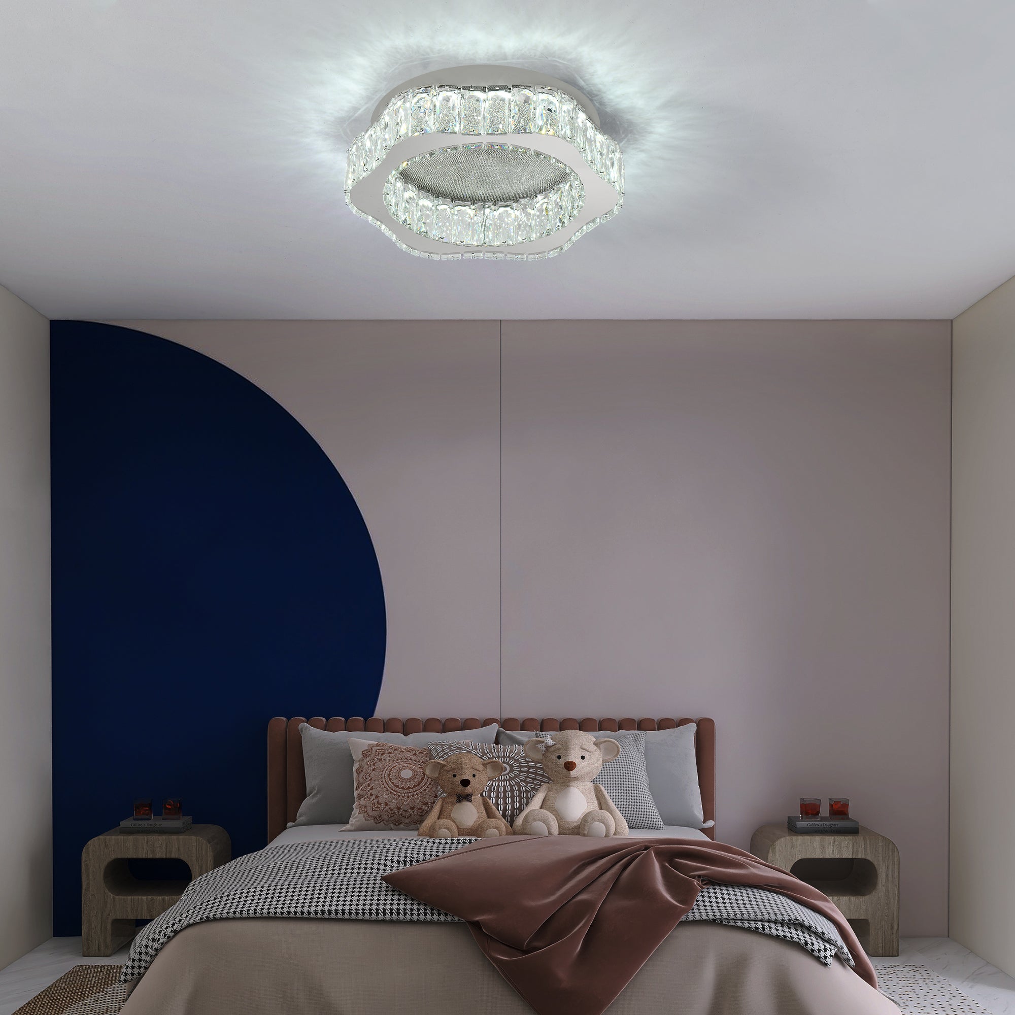 Lustra LED Argintie Splash Crystal Telecomanda