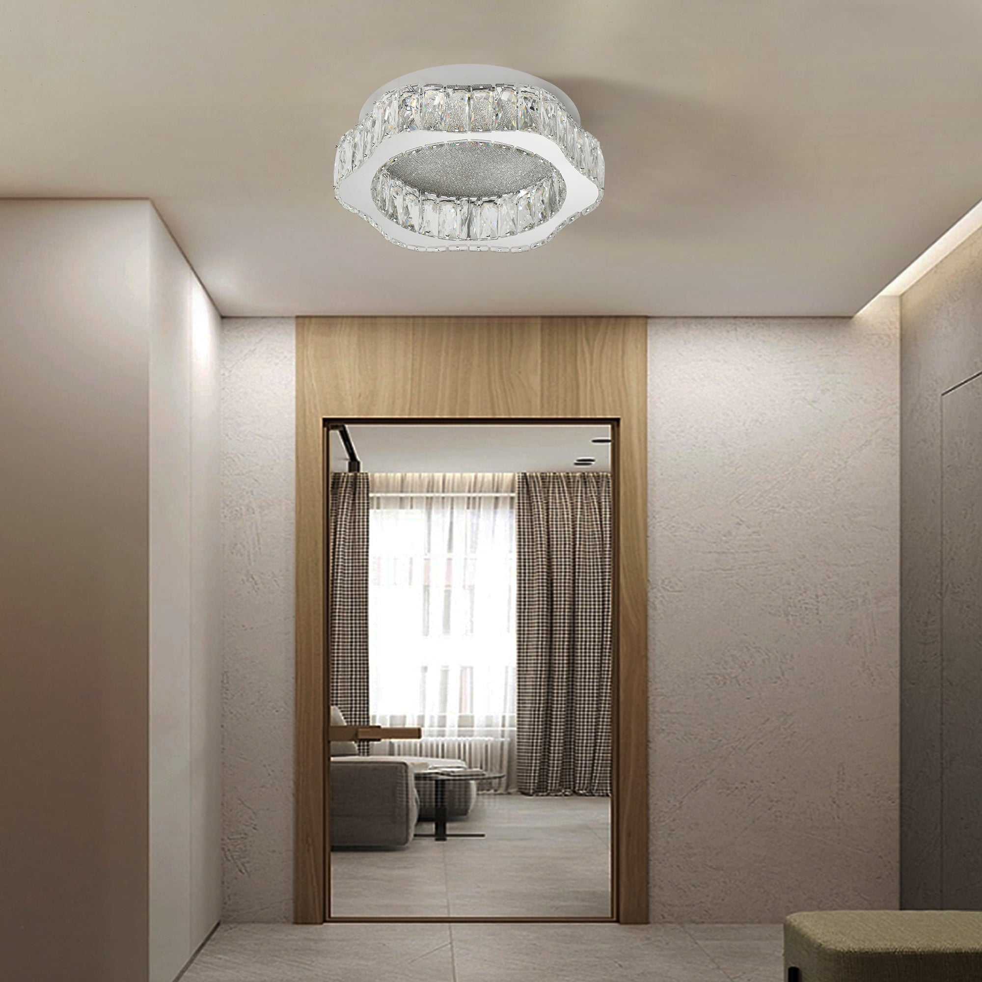 Lustra LED Argintie Splash Crystal Telecomanda