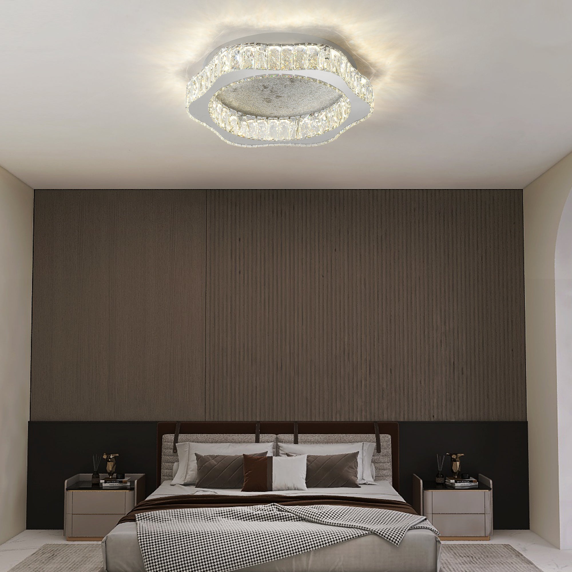 Lustra LED Argintie Splash Crystal Telecomanda