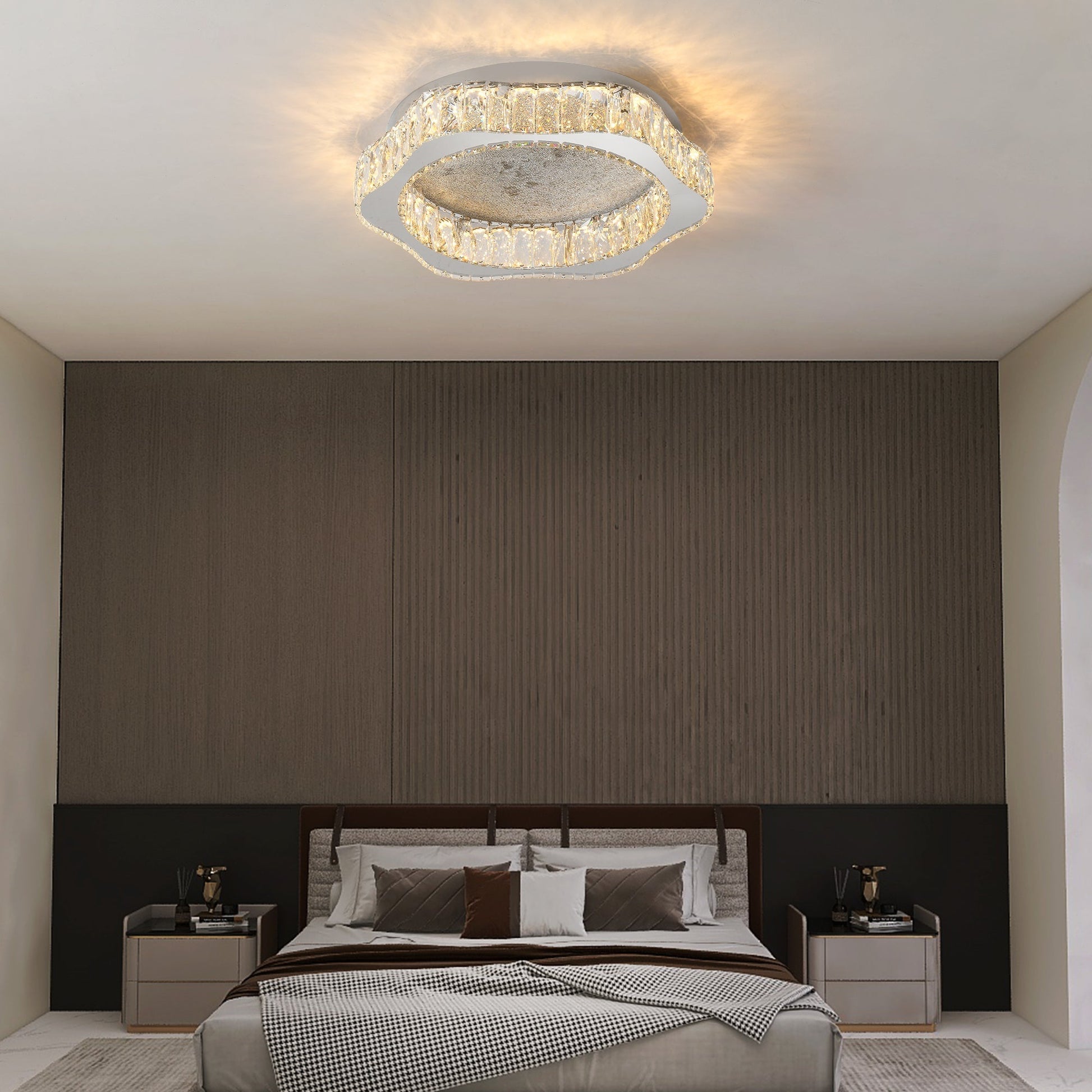 Lustra LED Argintie Splash Crystal Telecomanda