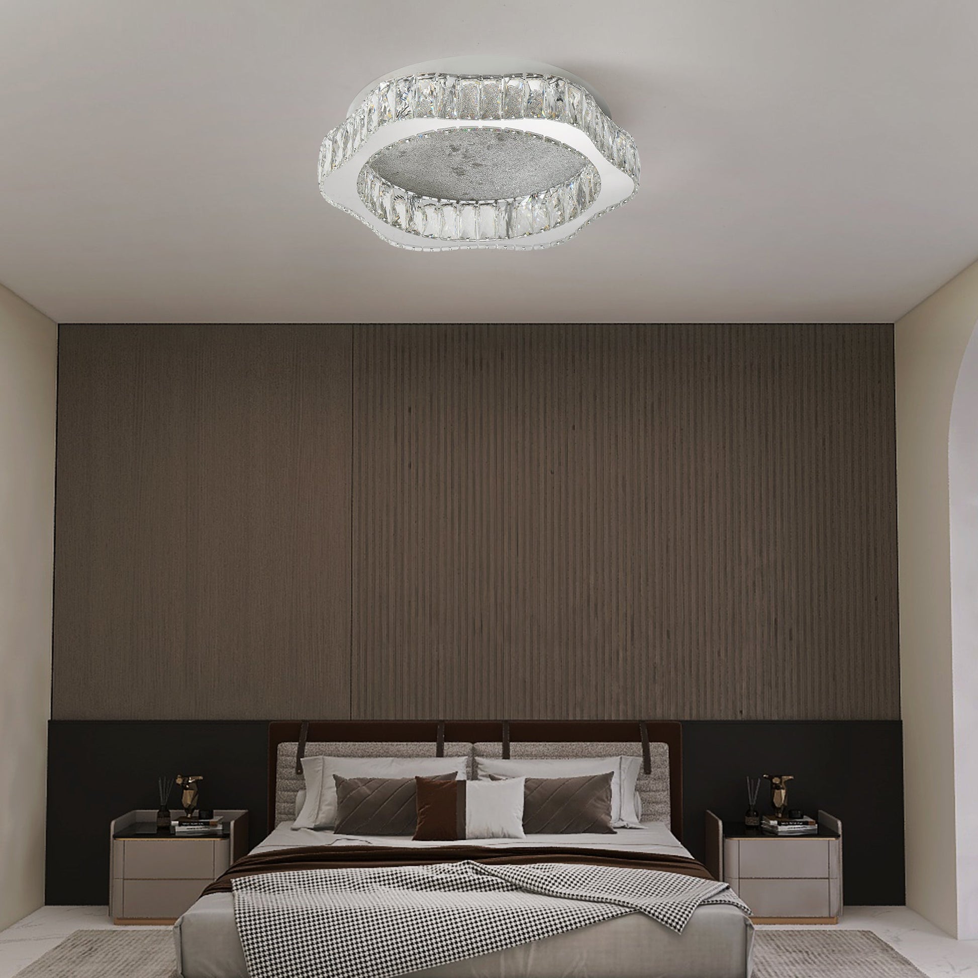 Lustra LED Argintie Splash Crystal Telecomanda