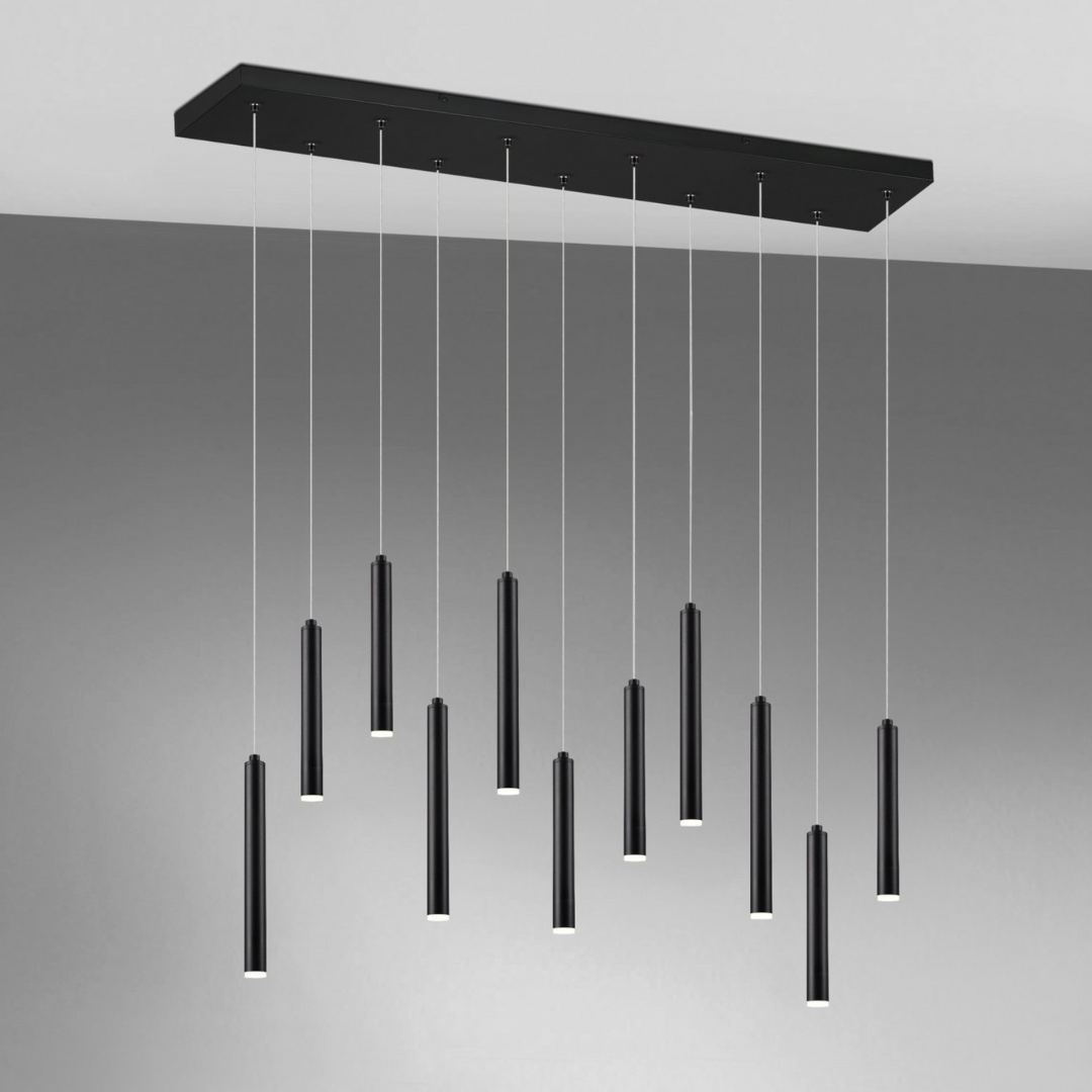 Lustra LED Suspendata Luxury Tubular Black Echivalent 400W