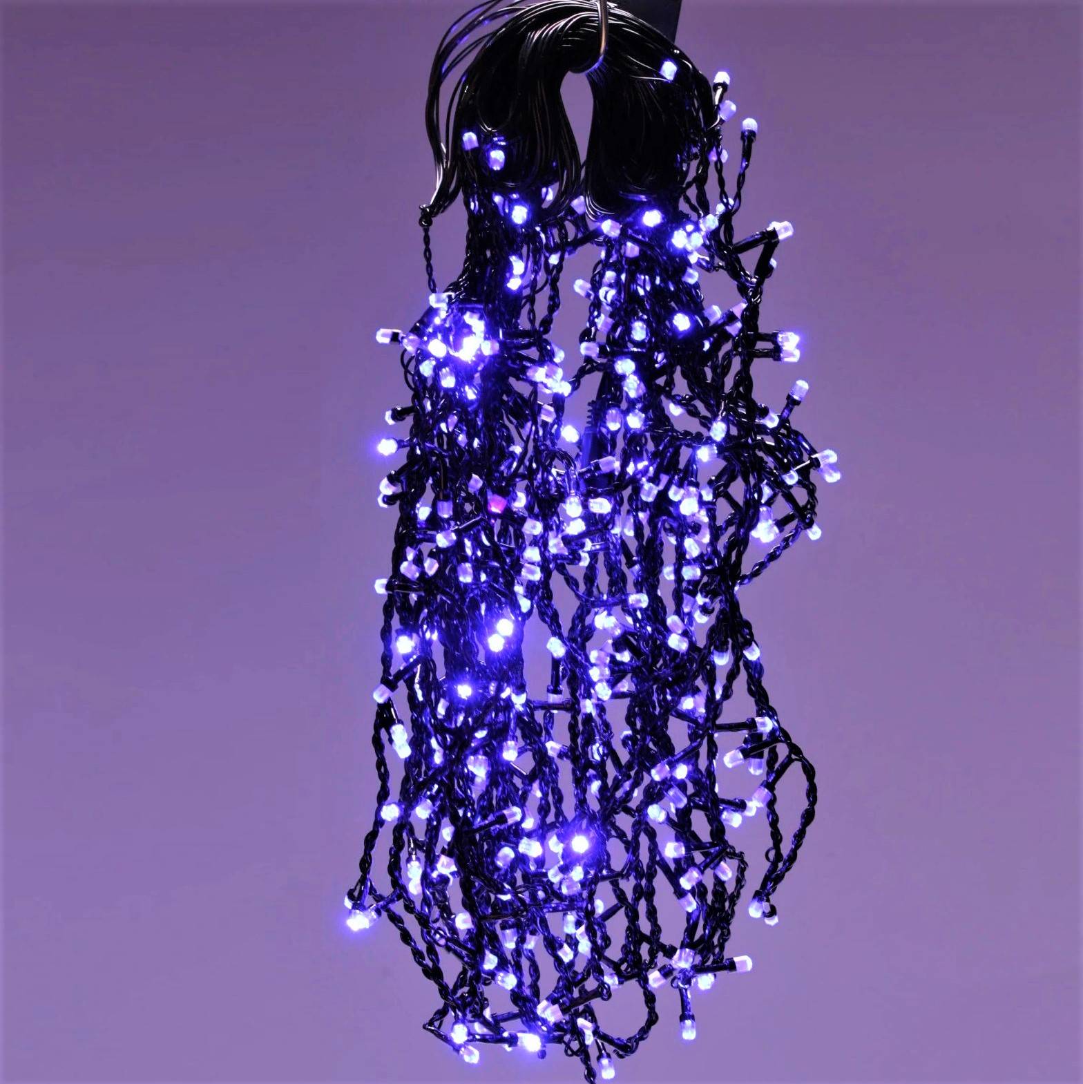 Instalatie LED Perdea Ploaie 360 LED-uri Hexagon 8x1m fir negru Diverse Culori