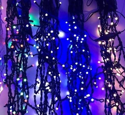 Instalatie LED Perdea Ploaie 360 LED-uri Hexagon 8x1m fir negru Diverse Culori