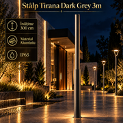 Stalp Iluminat Stradal Tirana Dark Grey 3M