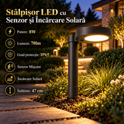 Stalpisor de Gradina cu Incarcare Solara si Senzor Spike Black IP65 47CM