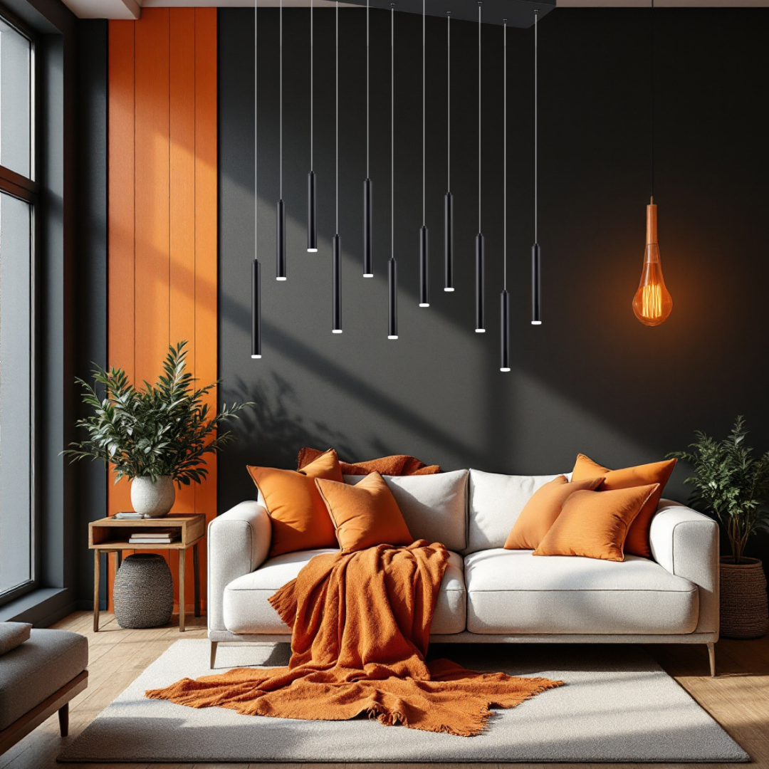 Lustra LED Suspendata Luxury Tubular Black Echivalent 400W