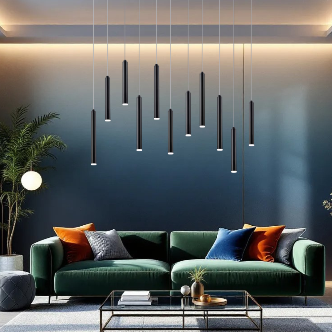 Lustra LED Suspendata Luxury Tubular Black Echivalent 400W