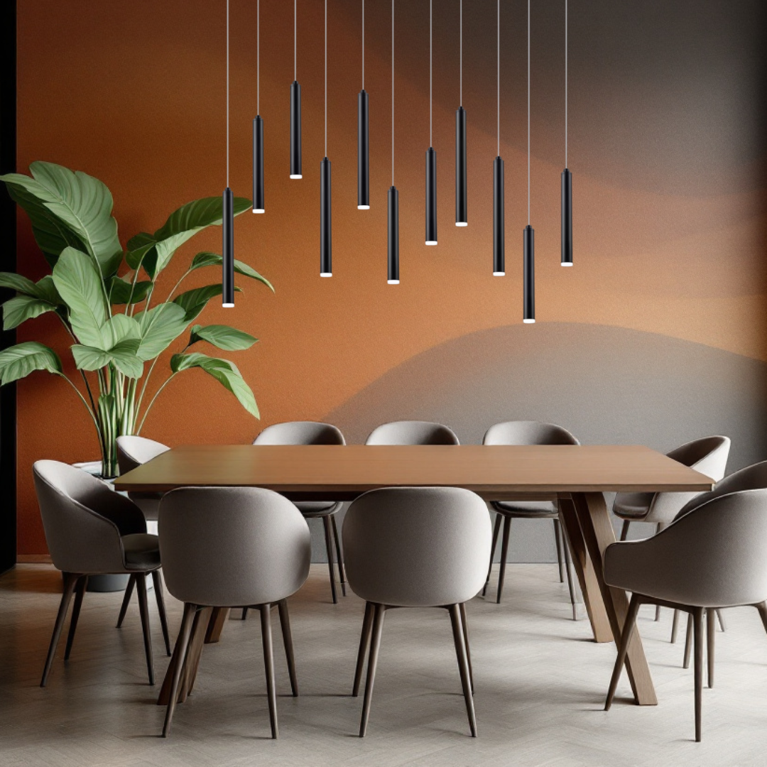 Lustra LED Suspendata Luxury Tubular Black Echivalent 400W