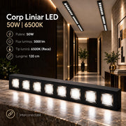 Corp Liniar LED Interconectabil Negru Moura 120CM | 50W | 6500K
