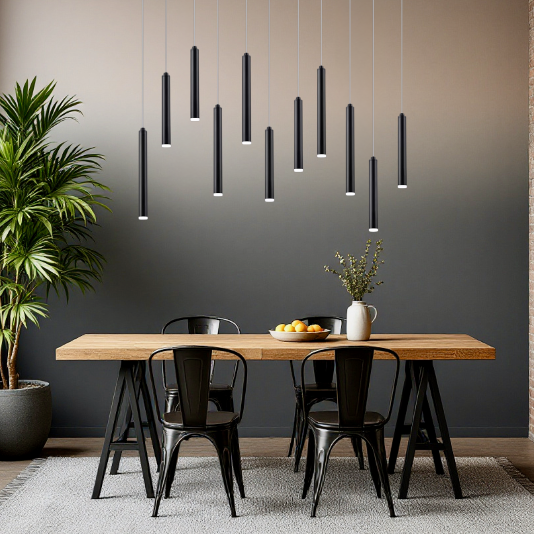 Lustra LED Suspendata Luxury Tubular Black Echivalent 400W