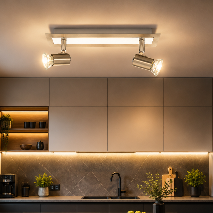 Lustra Rotello Silver cu 2 Spoturi Reglabile