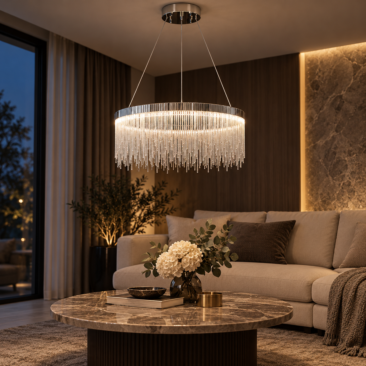 Lustra LED Suspendata Silver Chains Deluxe