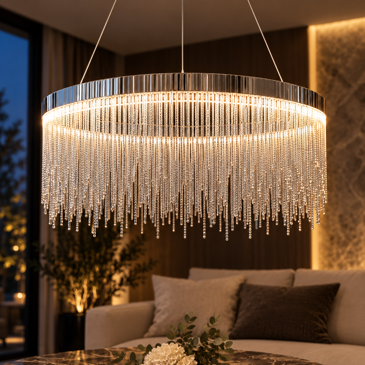 Lustra LED Suspendata Silver Chains Deluxe