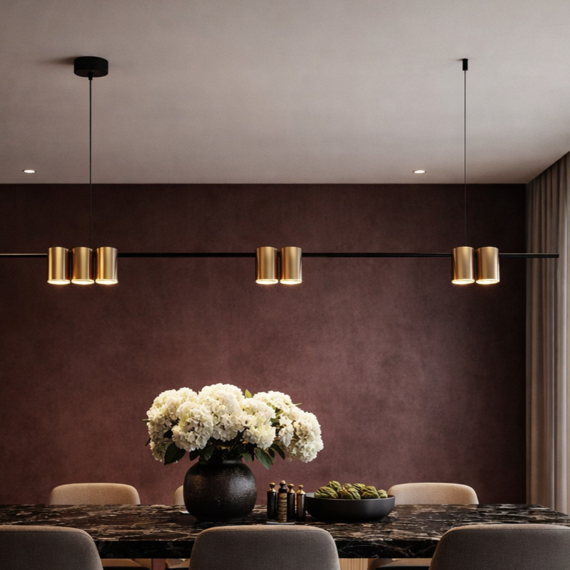 Lustra Suspendata cu 7 Spoturi Genesis Black & Gold 150CM