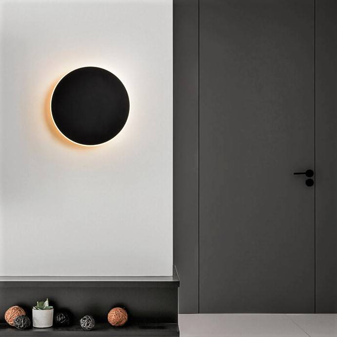 Aplica LED 22W 20cm Rotunda Neagra Cu Control Tactil