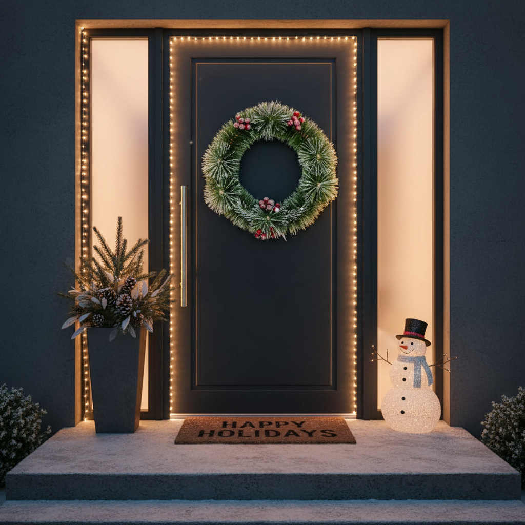 Coronita Artificiala De Craciun pentru Usa Snowpeak