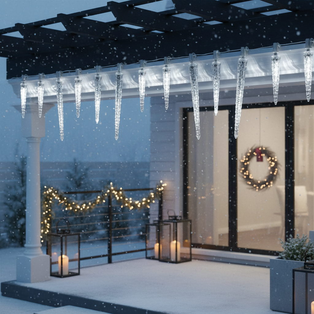 Instalatie LED Turturi PREMIUM Coldvale 160 LED-uri 2.7m Fir Alb IP44