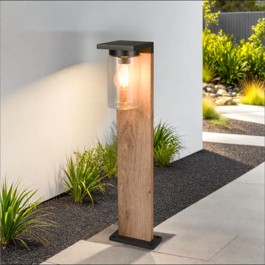 Stalp Ornamental ARDILA Finisaj Stil Lemn 65CM 1XE27