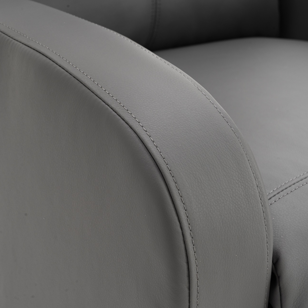 Fotoliu Recliner din Piele Ecologica Spatar Rabatabil si Suport Picioare Extensibil Gri