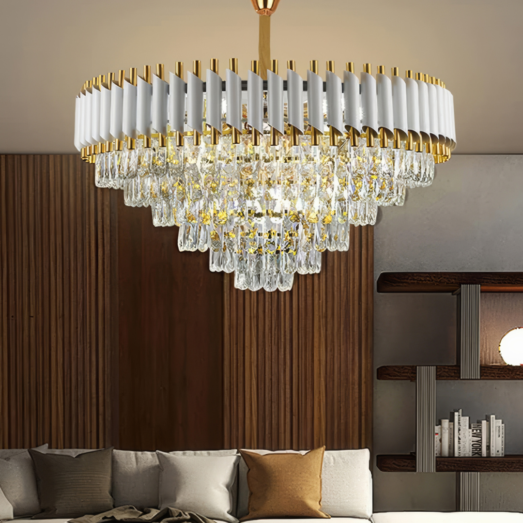 Candelabru Cristal 750MM WHITE PANTHER 8801/750 ALB + AURIU / 75CM / CRISTAL Chandeliers Crystal