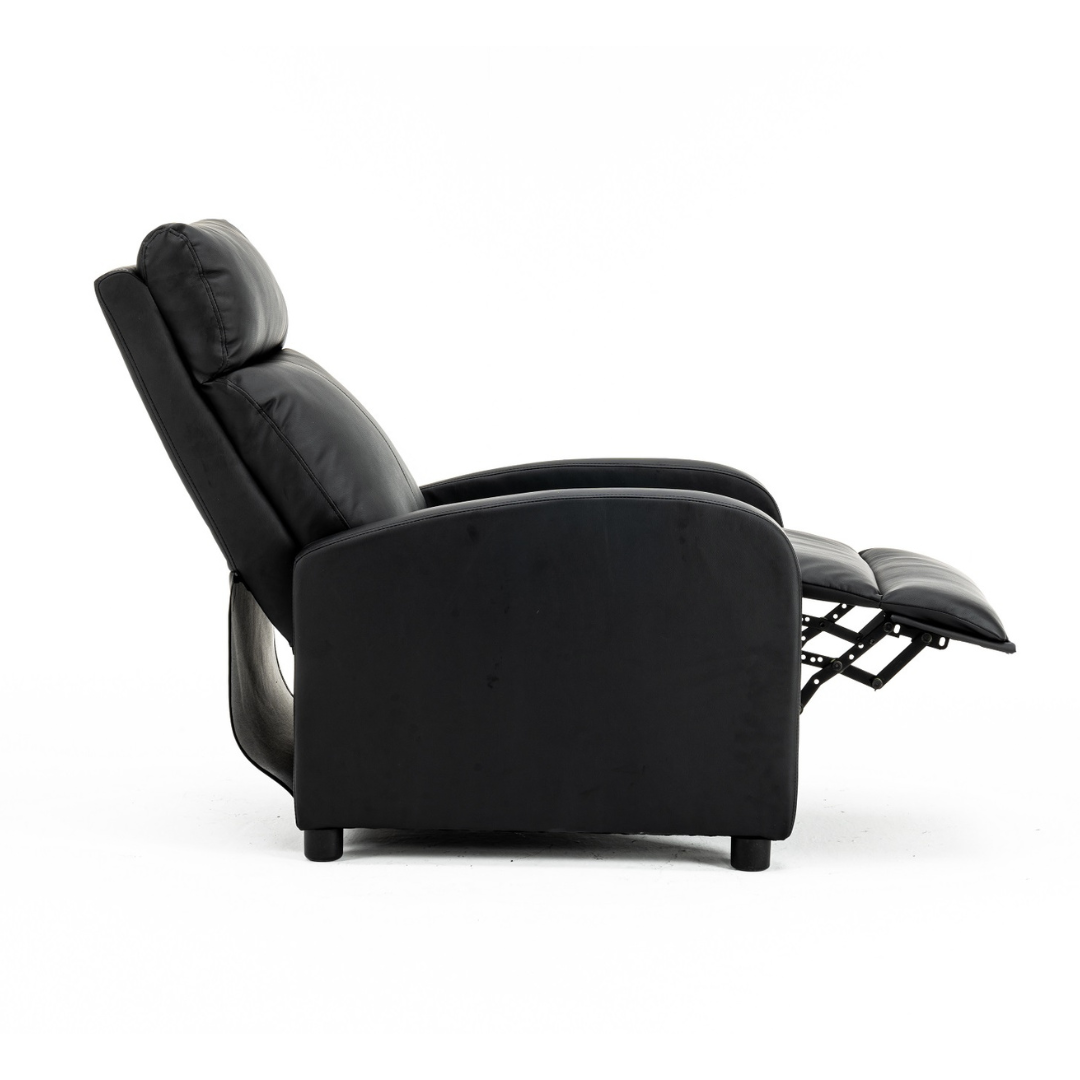 Fotoliu Recliner din Piele Ecologica Spatar Rabatabil si Suport Picioare Extensibil Negru