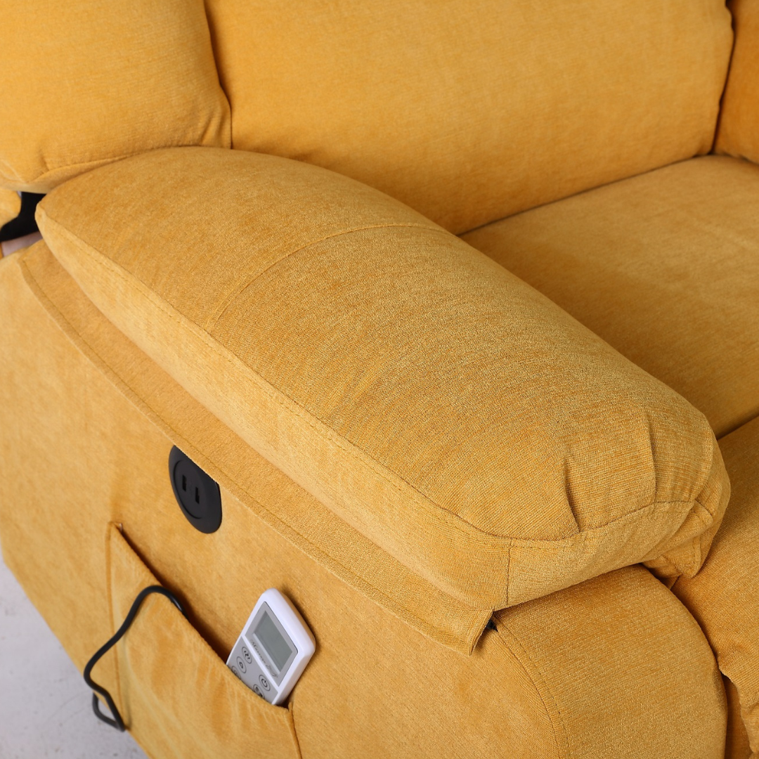 Fotoliu cu Masaj si Incalzire, Recliner Electric, Galben