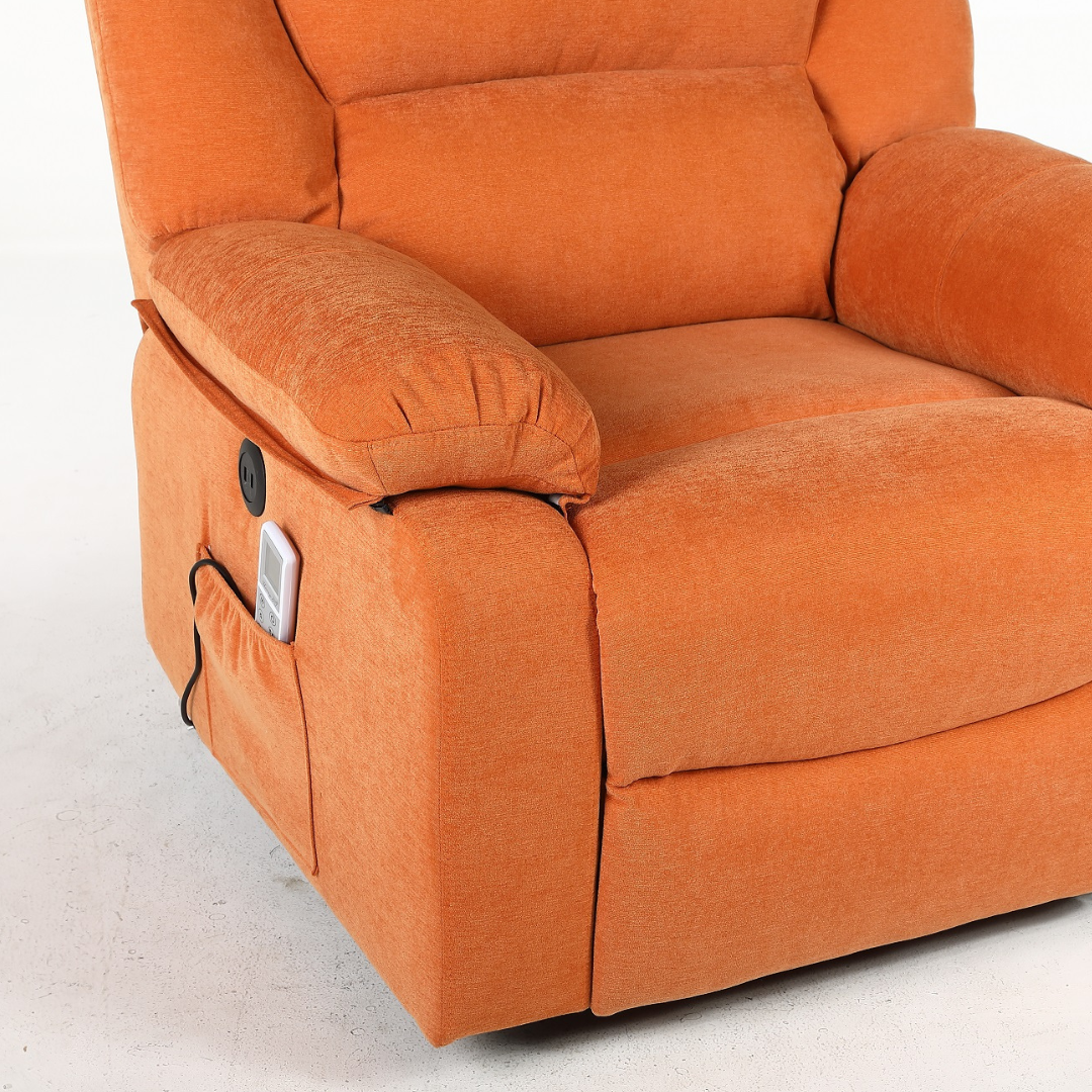 Fotoliu cu Masaj si Incalzire, Recliner Electric, Portocaliu