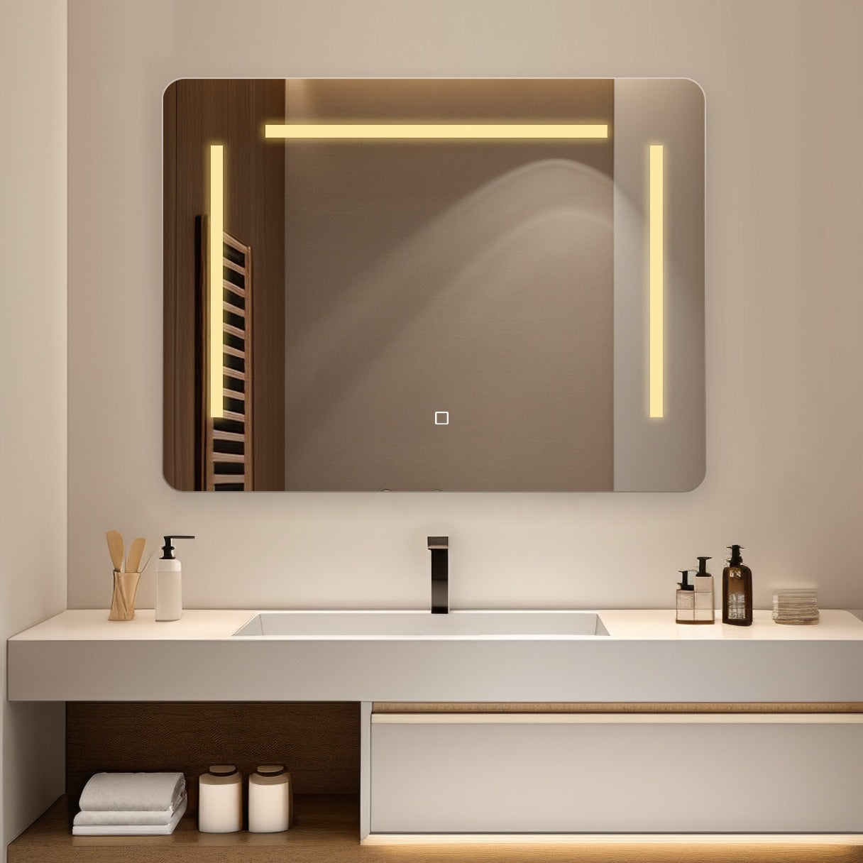 Oglinda LED Dreptunghiulara 80x60cm Functie Dezaburire si Touch