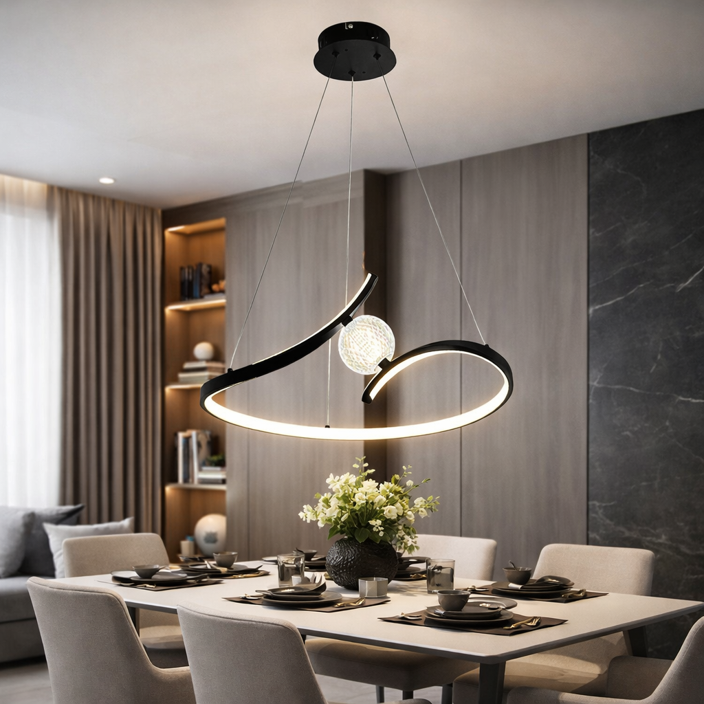 Lustra LED Suspendata Perla Black Premium Echivalent 250W