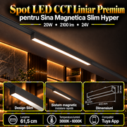 Spot LED Magnetic Liniar Premium Hyper Black 20W | 61.5CM | 24V | 3 Tipuri de Lumina