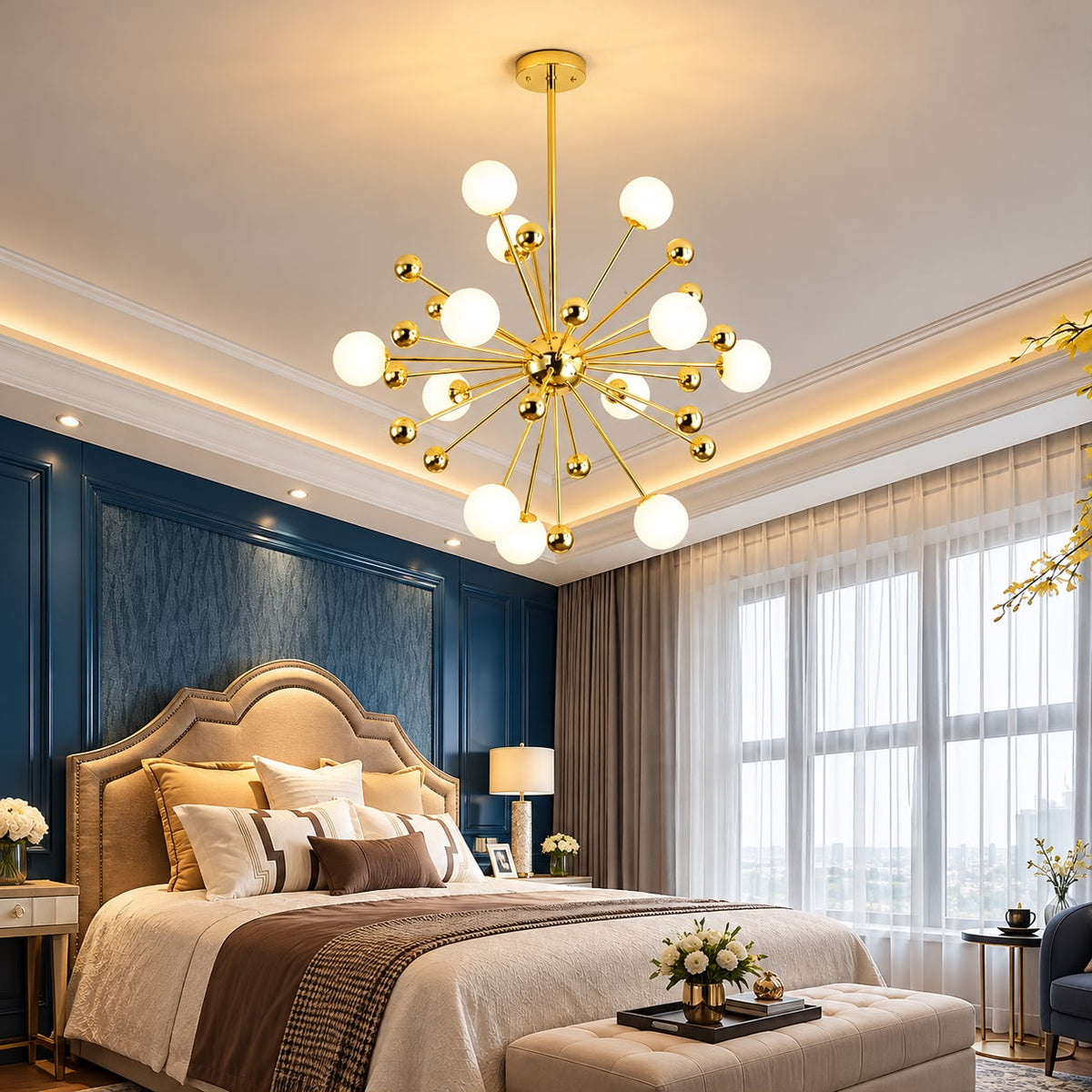Lustra Suspendata Neuron GOLD Abajur MAT 11xG9