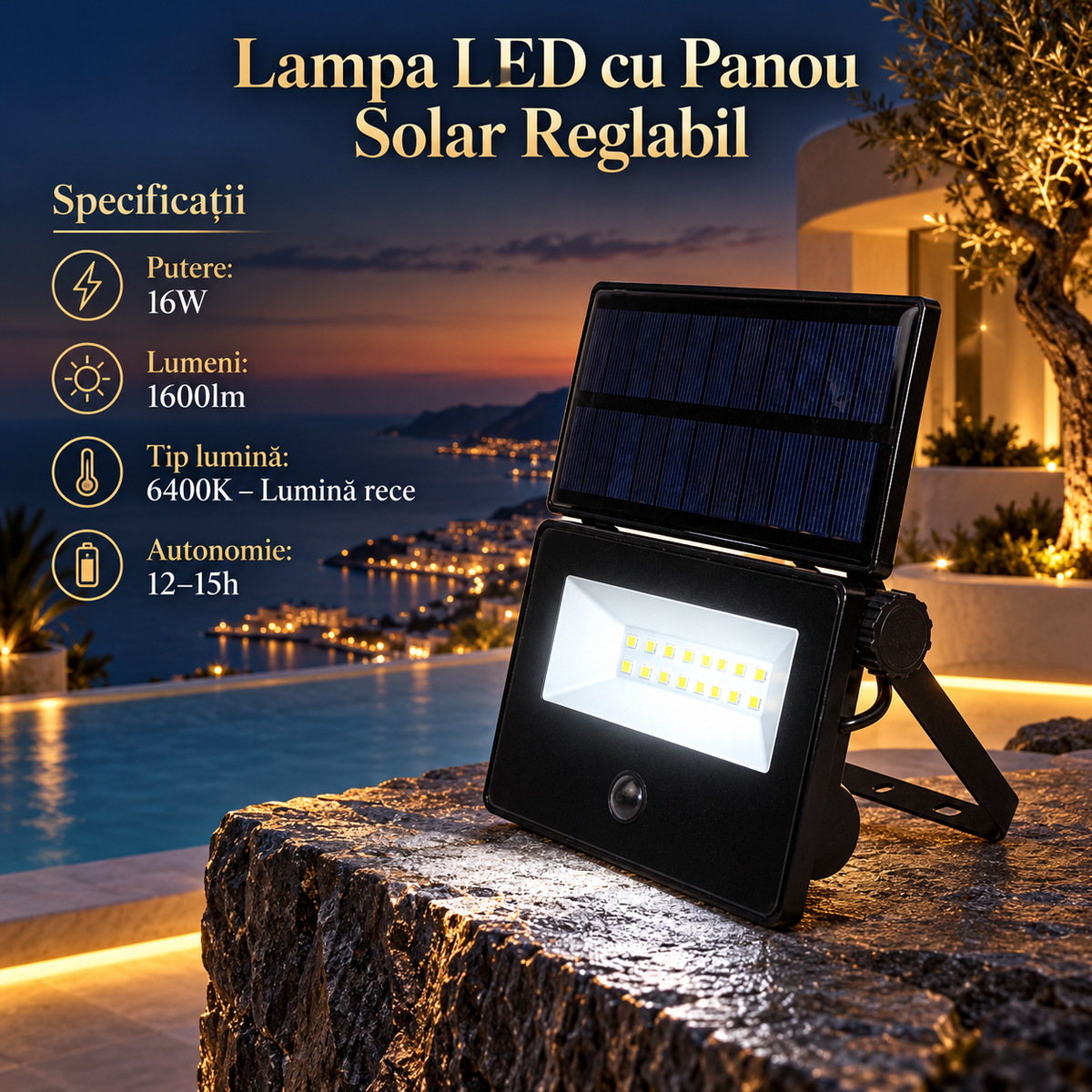 Lampa LED Solara Spider cu Panou Reglabil Senzor si Telecomanda 6400K