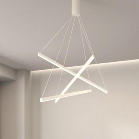 Lustra LED 3 Geometric WHITE LINES Suspendata Echivalent 400W