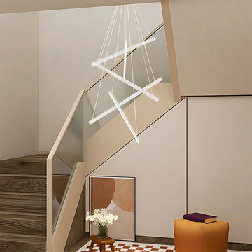 Lustra LED 5 Geometric WHITE Lines Suspendata Echivalent 500W