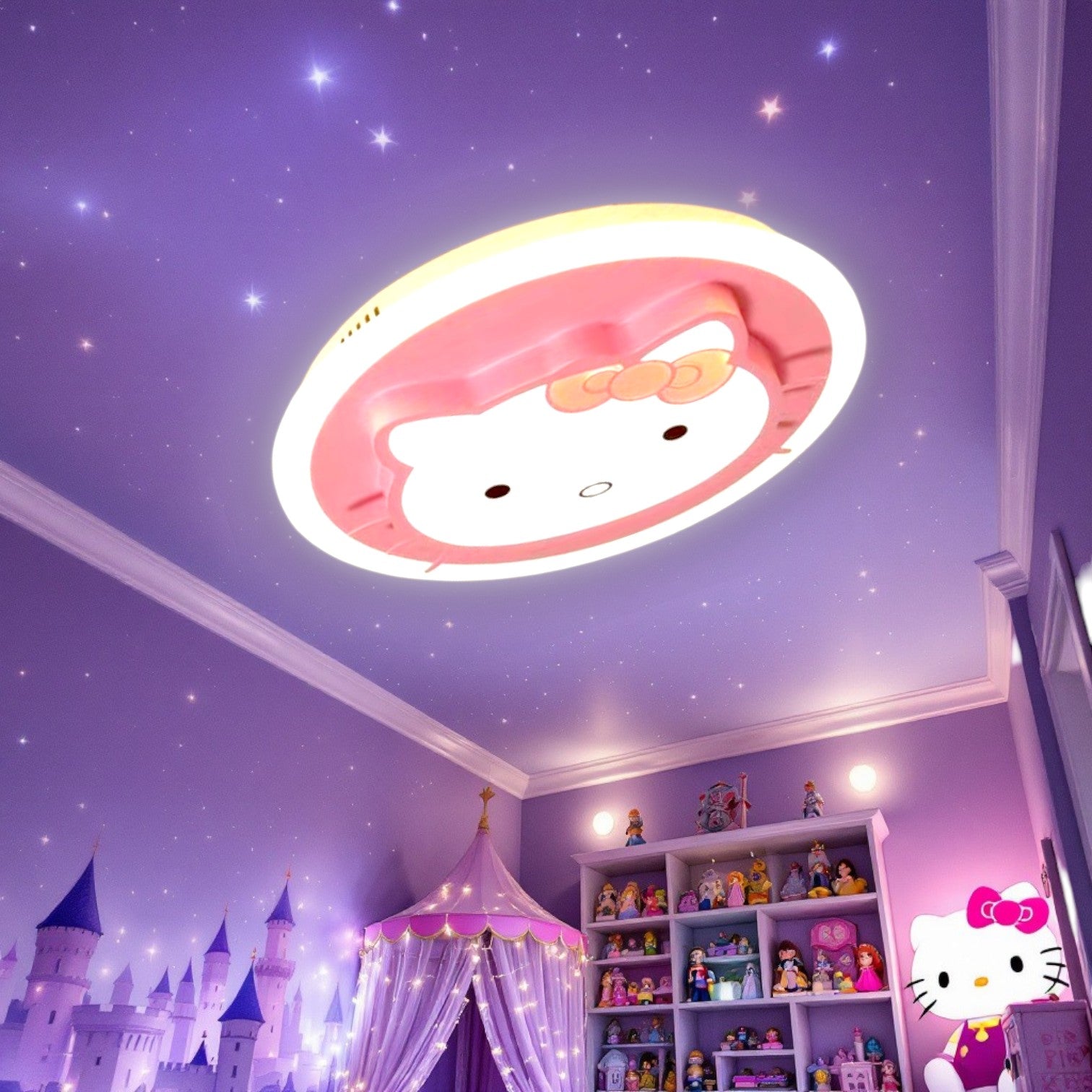 Lustra LED 104W Pink Kitty Telecomanda Echivalent 400W